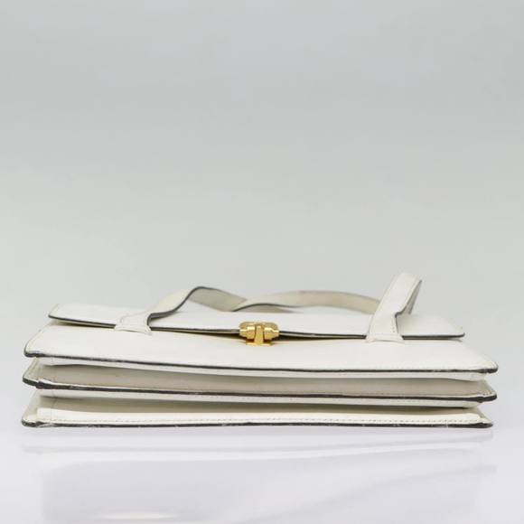 Christian Dior Hand Bag Leather White Gold Auth 93357 - Picture 7 of 16